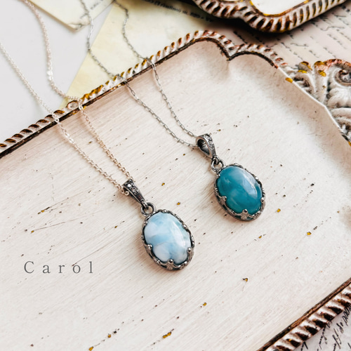 カリブ海の宝石】ラリマーsilver925ネックレス ネックレス・ペンダント