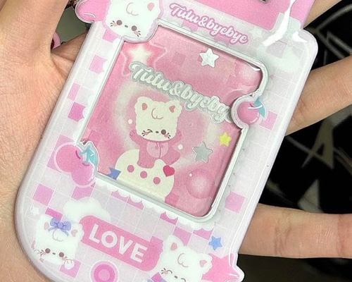 トレカホルダー ピンク Y2K 韓国 猫系 メタリック トレカケース その他