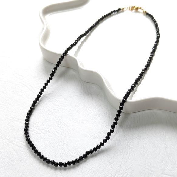 天然石 ブラックスピネル シンプル一連ネックレス ～留め金具パターン
