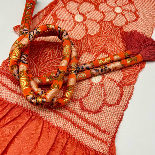 振袖】6110正絹総絞り帯揚げ＆重ね衿 帯締めセット 成人式 振袖 和装