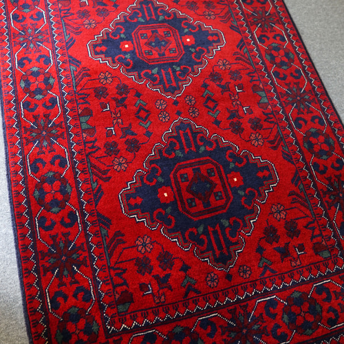 121×83cm【アフガニスタン手織り絨毯 カールモハメディ】ペルシャ絨毯