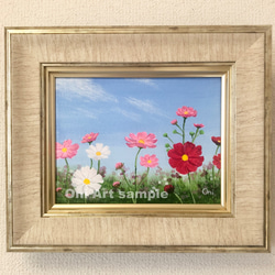 星降る夜のクリスマス03」アクリル画 額縁付 原画 キャンバス F3サイズ