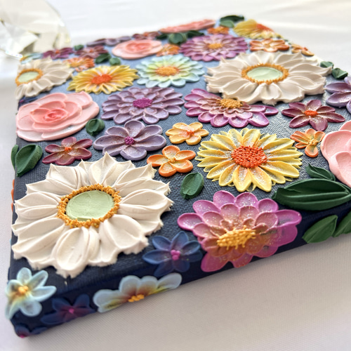 テクスチャーアート 絵画 花の絵 フラワーアート インテリアアート