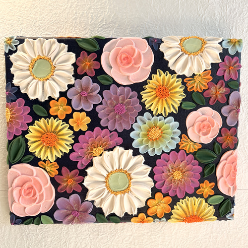 テクスチャーアート 絵画 花の絵 フラワーアート インテリアアート