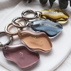 wave】全13色 名入れ レジン キーホルダー プチギフト バッグチャーム