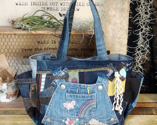 サイドポケットデニムバック No.542 ～ デニムリメイク ショルダー