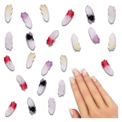 ネイルパーツ 羽 アニマル 11.5mm 鳥 ミックス 100個 クリア 羽根