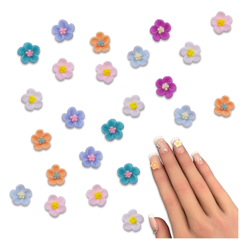 ネイルパーツ 花 8mm パステル 蓄光 100個 ミックス 小さめ フラワー