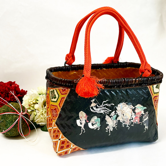 一閑張りバック “百鬼夜行” 浮世絵仕上げ かごバッグ Momo太郎 通販