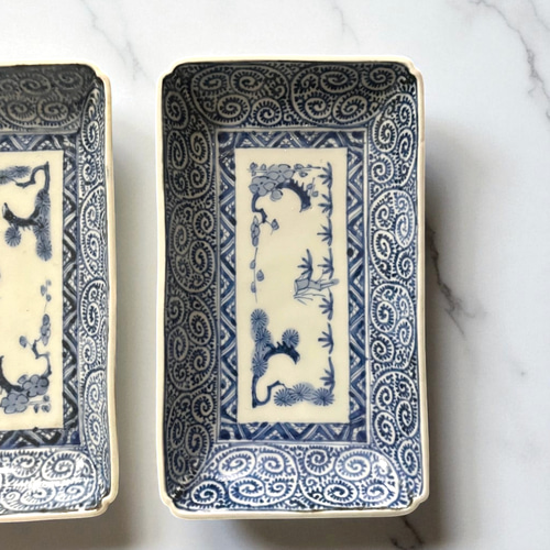 古伊万里蛸唐草紋様角長皿5枚 江戸中期 長皿 antique art nozomi 通販