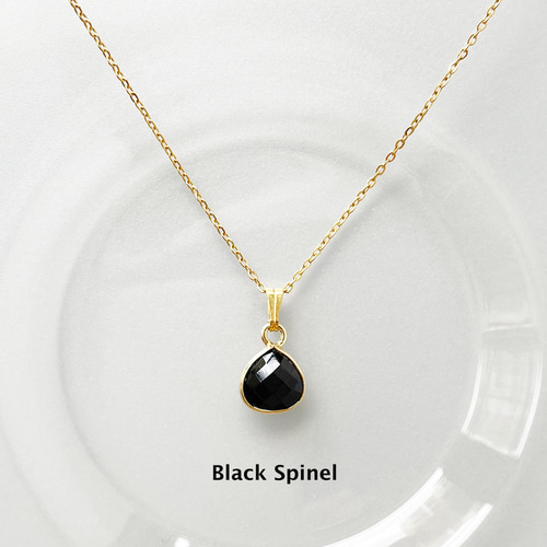 大人ブラック】ブラックスピネルネックレスセット 8月誕生石 万能