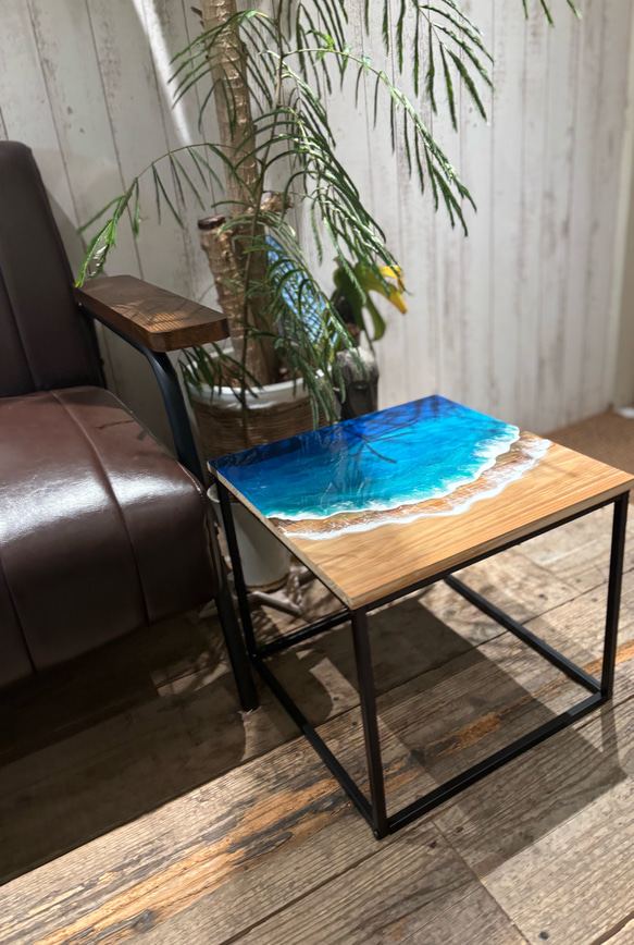 完売】レジンアート サイドテーブル 海 テーブル インテリア