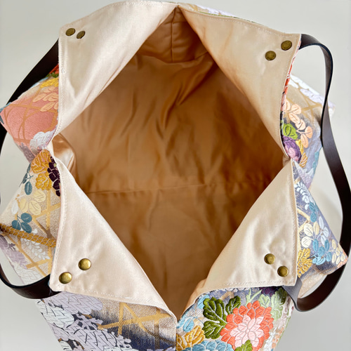 帯リメイクバッグ あずま袋、風呂敷袋、エコバッグ、ショッピング