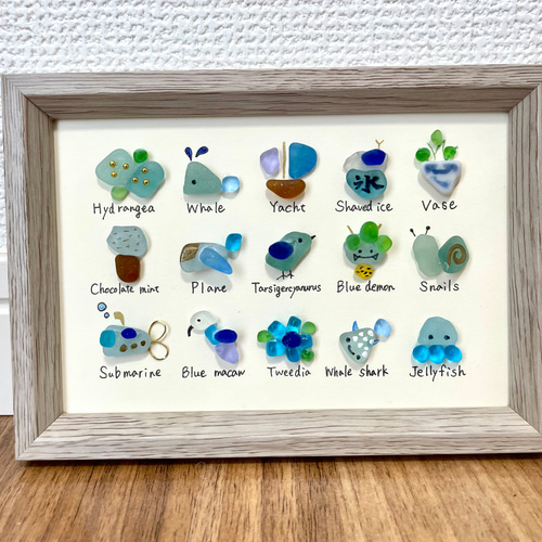 シーグラスアート☆No155図鑑 ギフト プレゼント 父の日 水族館