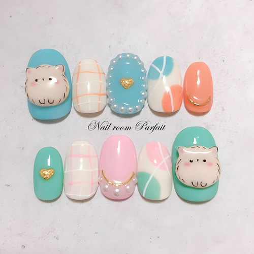 もっちりポメラニアンネイル♡ アニマルネイル 3Dネイル かわいい