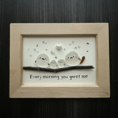 シーグラスアート シマエナガ6 「粉雪」 イラスト kanny-mac 通販