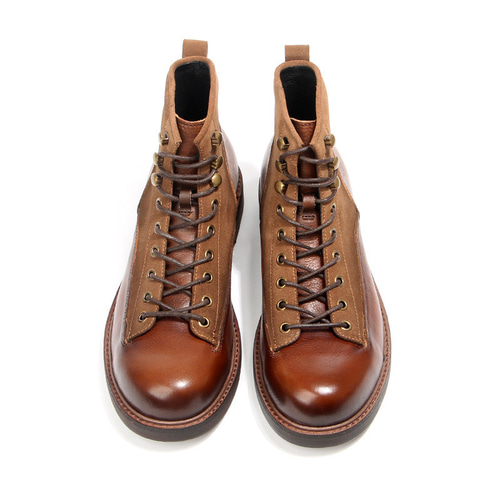 NEW!【レトロ感たっぷり】牛革×スエードミックス|ブラウンワークブーツ