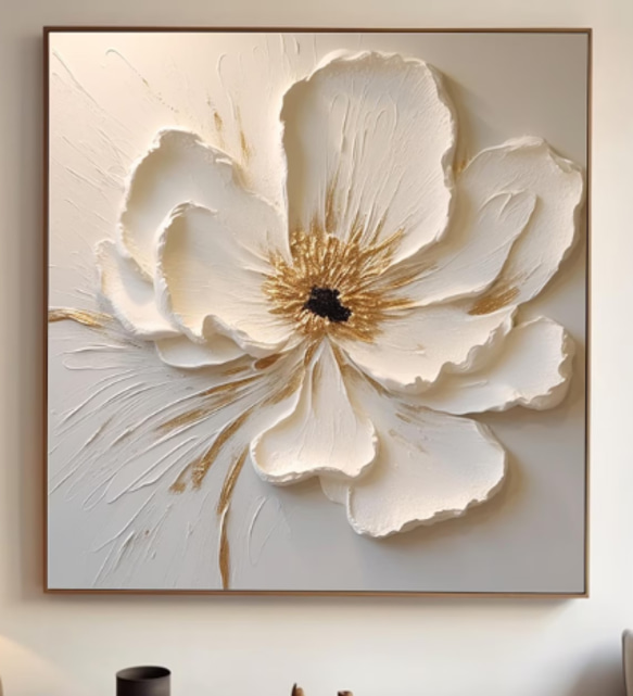 キャンバスアート テクスチャーアート フラワーアート 花 油絵 抽象画