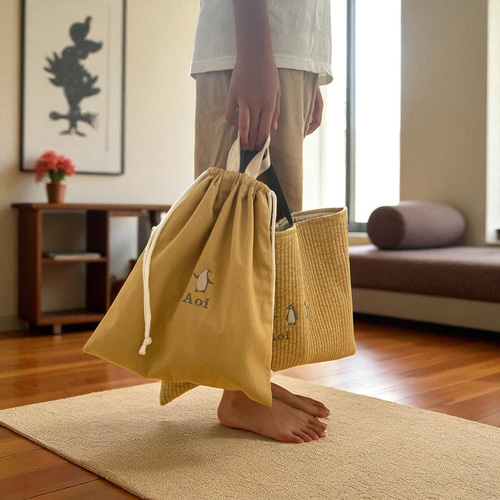 仲良しペンギン 通園通学セット ヌビ レッスンバッグ 上履き入れ 名