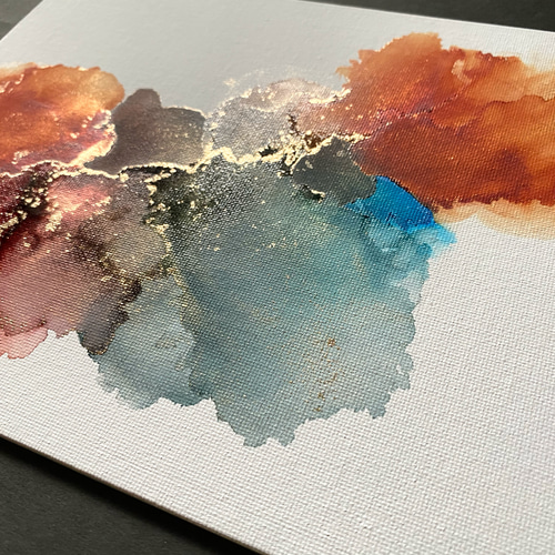 No.179k アルコールインクアート 原画 キャンバスパネル オレンジ