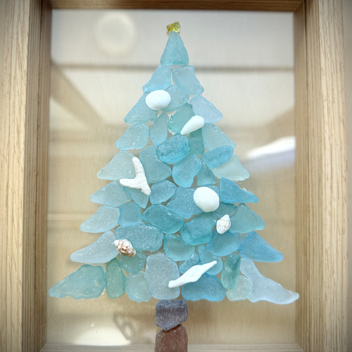 クリスマスフォトフレーム シーグラス/貝殻/クリスマス飾り/西海岸風