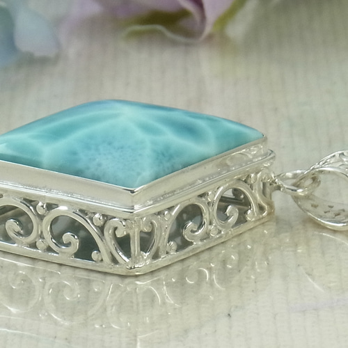 ☆【一点もの】ラリマー 海 美波 輝き バリ シルバー925 世界にひとつ