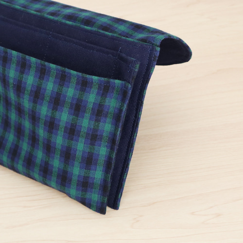 ファミリア風 緑チェック×ネイビー タータンチェック マルチケース