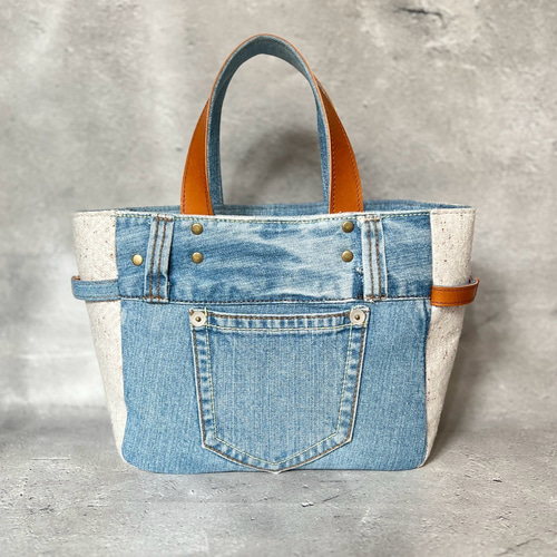 デニムリメイクバッグ＊Chez Denim シェデニム Sサイズ② トートバッグ