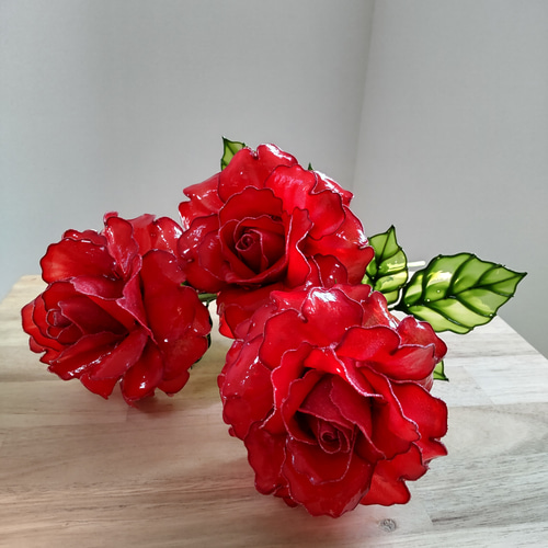 バラ♡薔薇♡赤♡ディップアート♡アメリカンフラワー アートフラワー