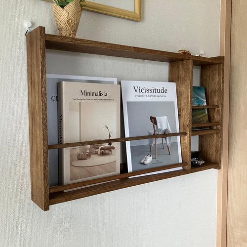 アンティーク ヴィンテージ風 壁掛け ブックシェルフ・本棚・マガジン