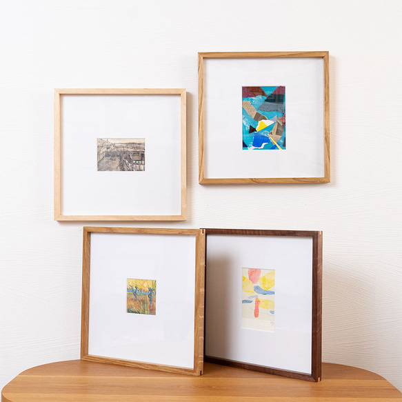 木製 アートフレーム スクエア32cm、2L、ハガキ(ポストカード)、L判