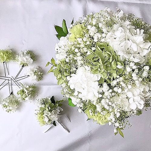 カラーオーダー／かすみ草と紫陽花のブーケ•プリザーブドフラワー