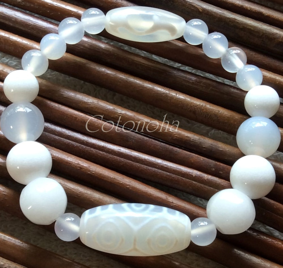 ☆可愛いだけじゃないパワフル白天珠！老玉髄白龍眼天珠&如意天珠