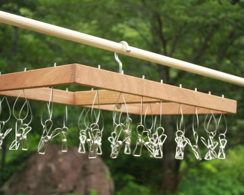 部屋干しを楽しむ】木製ピンチハンガー ｜ オーク無垢材 ｜ 物干し