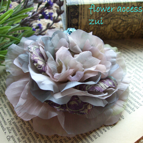 セール】布花 ふんわり2WAYコサージュ8（グレーピンク） コサージュ