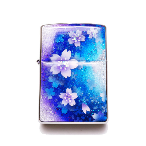 名入れ無料 ZIPPO 両面アート 蒼桜 ライター 箱付き 銀箔 その他雑貨