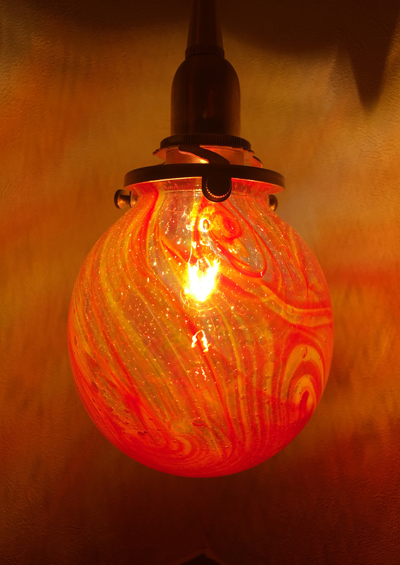 麻炭ガラス・ランプシェード『10cm』『太陽』E17ソケット (ヒマラヤ産