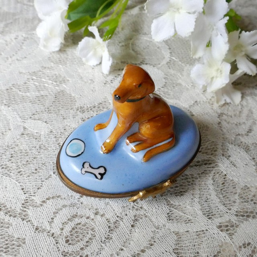 フランス Limogesリモージュ 陶器小物入れ Dog その他インテリア雑貨