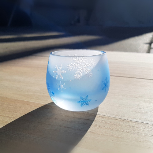 雪の結晶 雪玉 丸ぐい呑み おちょこ サンドブラスト 冬グラス 単品