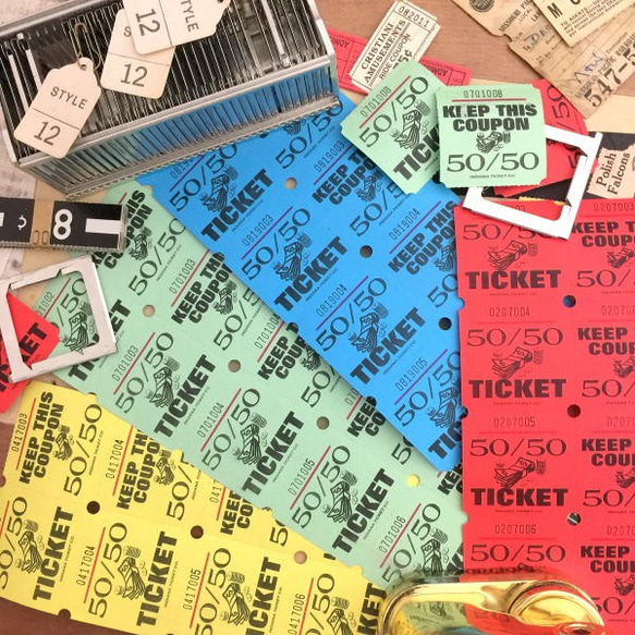 062・アメリカチケット50/50 4色計100枚 コラージュ ラッピング 紙物