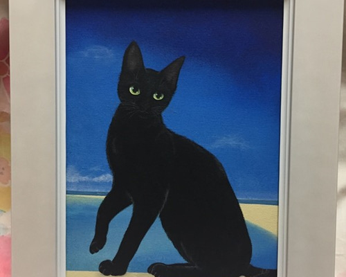 原画#3465 黒猫 薔薇 ベネチア 雨 絵画 水彩画 ドローイング