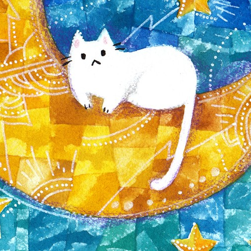 絵画「月と星とネコ」 絵画 伊藤彩恵子 通販 3459058｜Creema(クリーマ