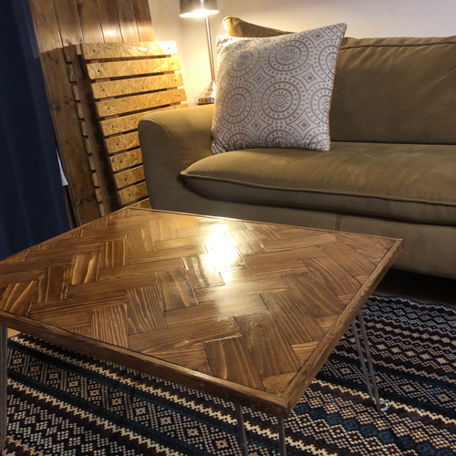 ヘリンボーンテーブル（小サイズ） ヘリンボーン 折りたたみ 一点モノ