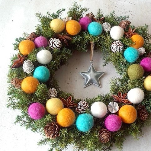 羊毛フェルト オーダーフラワーリース ぎんじりリースオーダー