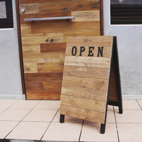 木製立て看板 サインボード カフェ風 アンティーク open ウッド その他