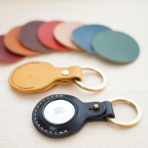 本革・手縫いのAirTagケース キーホルダー【選べる革とステッチ】【名