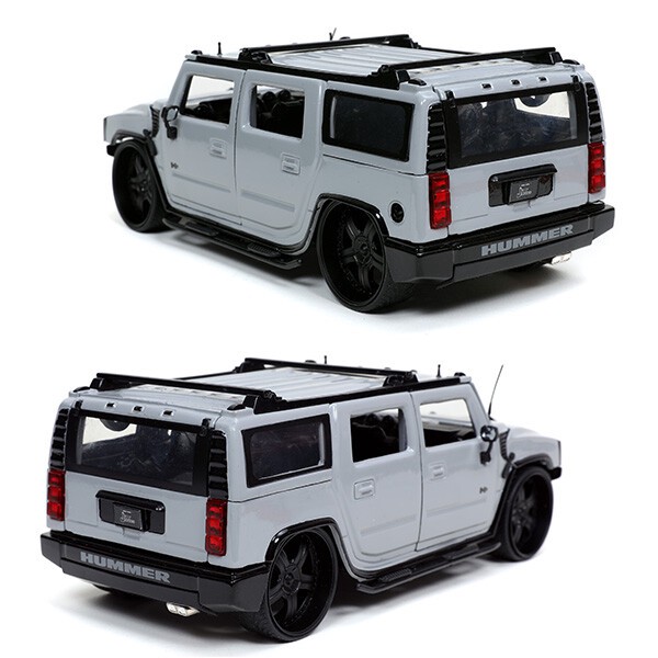 JADATOYS 1:24 JUST TRUCKS w/RACK & WHEELS 2003 Hummer H2 ミニカー