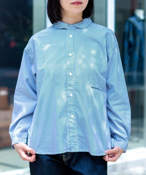 D.M.G. / ディーエムジー] コーマストライプ ラウンドカラーシャツ