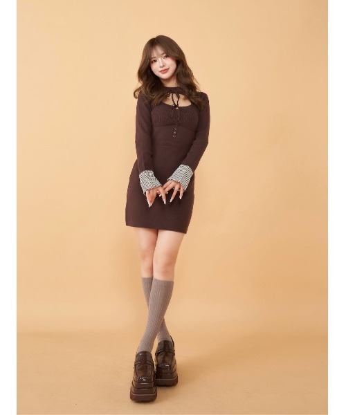 Darich（ダーリッチ）の「フロントオープンニットミニワンピース