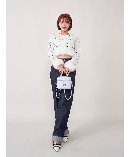 キルティングスクエアミニバッグ(シルバーパーツ)（ハンドバッグ